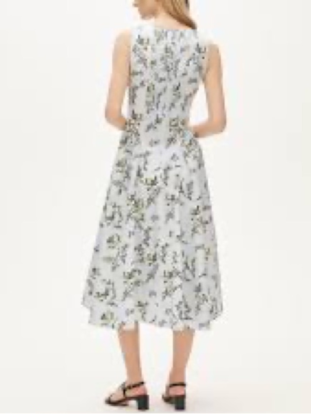 NWT J. Crew 100% Cotton White Lotus Print V‑Neck Sleeveless Midi Dress - Size 6 - Picture 7 of 9
